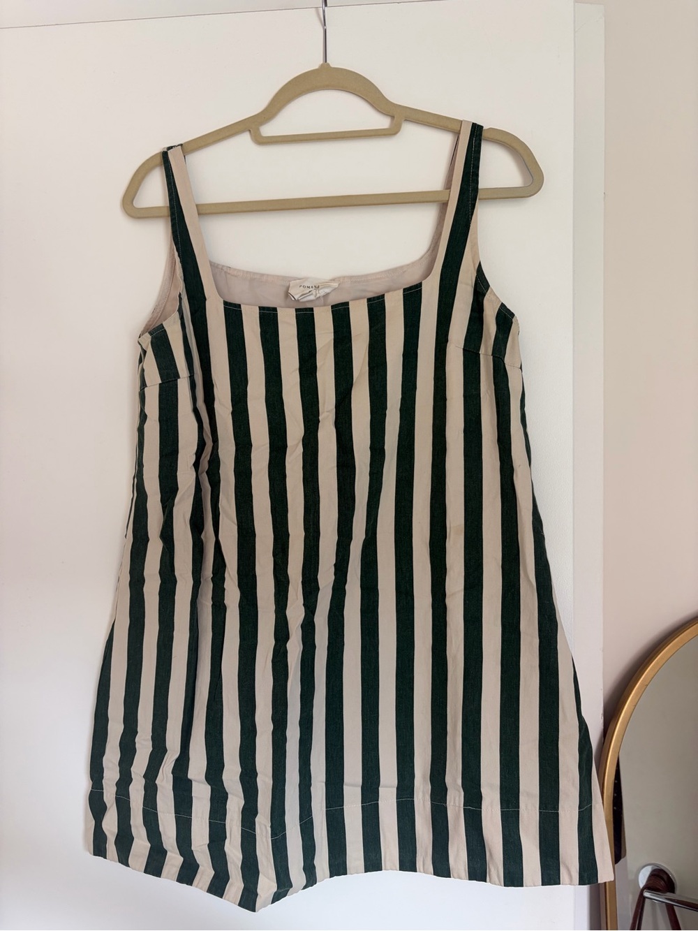 Pomander Place Green and White Striped Mini Dress - Picture 2 of 3